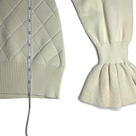 Opening Ceremony Compact Flare Sleeve Knit Cream Crewneck Sweater MEDIUM - Picture 9 of 11